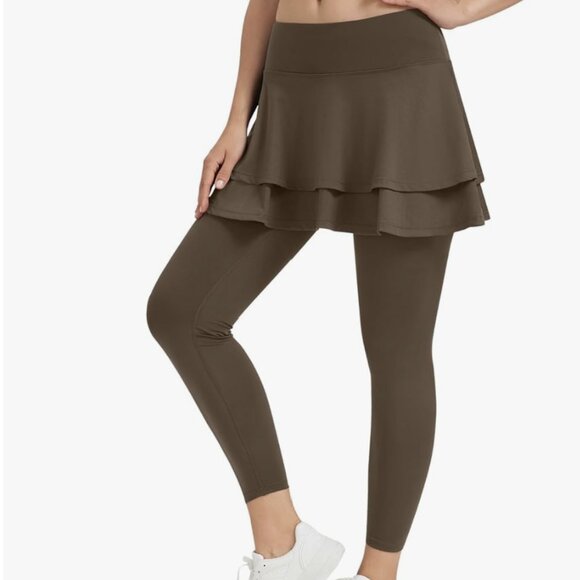 NWT skirted Leggings Skort with pockets 2XL brown - Picture 1 of 10